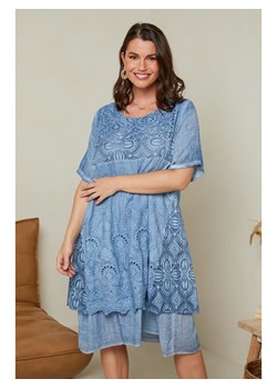 Curvy Lady Lniana sukienka w kolorze niebieskim ze sklepu Limango Polska w kategorii Sukienki - zdjęcie 163750428