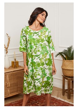 La Compagnie Du Lin Lniana sukienka w kolorze zielono-białym ze sklepu Limango Polska w kategorii Sukienki - zdjęcie 163757549