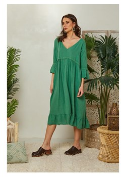 Lin Passion Lniana sukienka w kolorze zielonym ze sklepu Limango Polska w kategorii Sukienki - zdjęcie 163763558