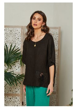 Lin Passion Lniana bluzka w kolorze czarnym ze sklepu Limango Polska w kategorii Bluzki damskie - zdjęcie 163763579