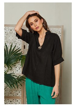 Lin Passion Lniana bluzka w kolorze czarnym ze sklepu Limango Polska w kategorii Bluzki damskie - zdjęcie 163763598
