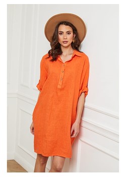 Fleur de Lin Lniana sukienka &quot;Firlone&quot; w kolorze pomarańczowym ze sklepu Limango Polska w kategorii Sukienki - zdjęcie 163775586