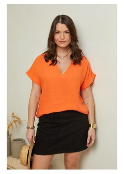 Curvy Lady Lniana koszulka w kolorze pomarańczowym ze sklepu Limango Polska w kategorii Bluzki damskie - zdjęcie 163779985