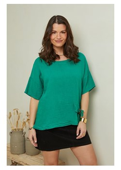 Curvy Lady Lniana koszulka w kolorze zielonym ze sklepu Limango Polska w kategorii Bluzki damskie - zdjęcie 163780007