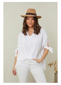 Curvy Lady Lniana koszulka w kolorze białym ze sklepu Limango Polska w kategorii Bluzki damskie - zdjęcie 163780117
