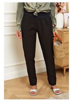 Le Monde du Lin Lniane spodnie &quot;Provence&quot; w kolorze czarnym ze sklepu Limango Polska w kategorii Spodnie damskie - zdjęcie 163814368