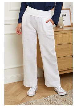 Le Monde du Lin Lniane spodnie &quot;Valencia&quot; w kolorze białym ze sklepu Limango Polska w kategorii Spodnie damskie - zdjęcie 163814378