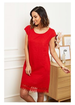 Le Monde du Lin Lniana sukienka w kolorze czerwonym ze sklepu Limango Polska w kategorii Sukienki - zdjęcie 163815557