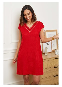 Le Monde du Lin Lniana sukienka w kolorze czerwonym ze sklepu Limango Polska w kategorii Sukienki - zdjęcie 163815567