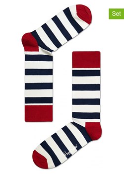 Happy Socks Skarpety (2 pary) &quot;Stripes&quot; w kolorze biało-czerwono-czarnym ze sklepu Limango Polska w kategorii Skarpetki męskie - zdjęcie 163819497