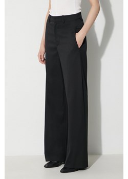 MM6 Maison Margiela spodnie z domieszką wełny kolor czarny proste high waist S62KB0178 ze sklepu PRM w kategorii Spodnie damskie - zdjęcie 163821039