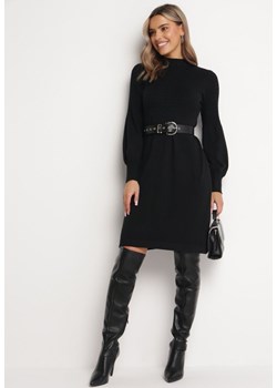 Czarna Sweterkowa Sukienka z Półgolfem Deulia ze sklepu Born2be Odzież w kategorii Sukienki - zdjęcie 163824359
