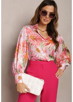Różowa Kwiecista Koszula z Prześwitującej Tkaniny Assanius ze sklepu Renee odzież w kategorii Koszule damskie - zdjęcie 163833719