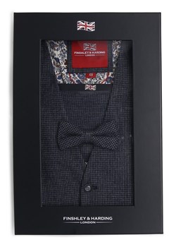 Finshley & Harding London Męska kamizelka z muszką i poszetką Mężczyźni granatowy w kratkę ze sklepu vangraaf w kategorii Kamizelki męskie - zdjęcie 163840108