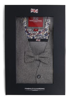 Finshley & Harding London Męska kamizelka z muszką i poszetką Mężczyźni czarny w kratkę ze sklepu vangraaf w kategorii Kamizelki męskie - zdjęcie 163840109