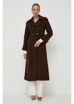 Ivy Oak płaszcz wełniany kolor brązowy przejściowy dwurzędowy ze sklepu ANSWEAR.com w kategorii Płaszcze damskie - zdjęcie 163847656