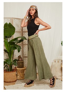 Lin Passion Lniane spodnie w kolorze khaki ze sklepu Limango Polska w kategorii Spodnie damskie - zdjęcie 163850808