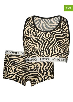 Vingino 2-częściowy zestaw bielizny &quot;Zebra&quot; w kolorze beżowo-czarnym ze sklepu Limango Polska w kategorii Piżamy dziecięce - zdjęcie 163857529