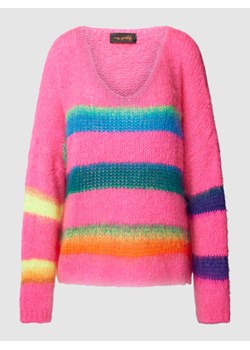 Sweter z dzianiny z paskami w kontrastowym kolorze ze sklepu Peek&Cloppenburg  w kategorii Swetry damskie - zdjęcie 163890337