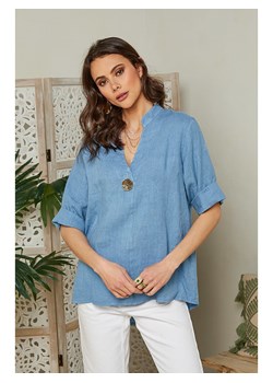Lin Passion Lniana bluzka w kolorze błękitnym ze sklepu Limango Polska w kategorii Bluzki damskie - zdjęcie 163894996