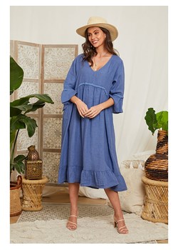 Lin Passion Lniana sukienka w kolorze niebieskim ze sklepu Limango Polska w kategorii Sukienki - zdjęcie 163903578