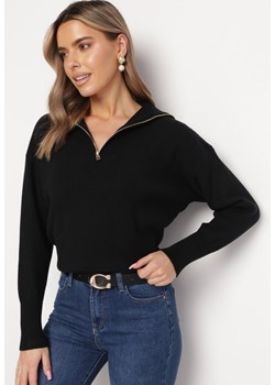Czarny Sweter z Golfem Zapinanym na Zamek Tihanas ze sklepu Born2be Odzież w kategorii Swetry damskie - zdjęcie 163930567
