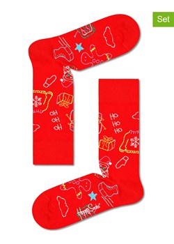 Happy Socks Skarpety (2 pary) &quot;Ho Ho Ho&quot; w kolorze czerwonym ze sklepu Limango Polska w kategorii Skarpetki męskie - zdjęcie 163930785