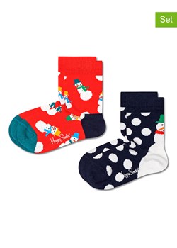 Happy Socks Skarepty (4 pary) &quot;Snowman&quot; w kolorze granatowo-czerwonym ze sklepu Limango Polska w kategorii Skarpetki dziecięce - zdjęcie 163931476