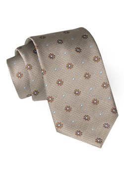 Męski Krawat Angelo di Monti - Beżowy w Drobne Kwiatki KRADM2076 ze sklepu JegoSzafa.pl w kategorii Krawaty - zdjęcie 164341125