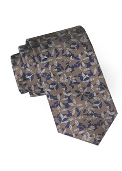 Męski Krawat Angelo di Monti - Ciemny Beż, Motyw Kwiatowy KRADM2079 ze sklepu JegoSzafa.pl w kategorii Krawaty - zdjęcie 164341135