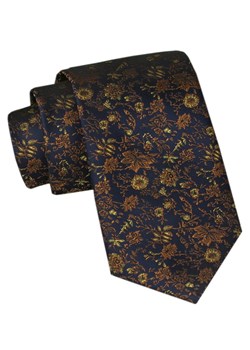 Męski Krawat Angelo di Monti - Granatowy w Ciemnozłoty Wzór KRADM2069 ze sklepu JegoSzafa.pl w kategorii Krawaty - zdjęcie 164341155
