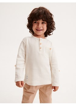 Reserved - Koszulka longsleeve z kieszenią - złamana biel ze sklepu Reserved w kategorii Bluzki dziewczęce - zdjęcie 164341386