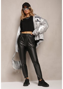 Czarne Spodnie z Imitacji Skóry i Gumką w Pasie Hansa ze sklepu Renee odzież w kategorii Spodnie damskie - zdjęcie 164356345