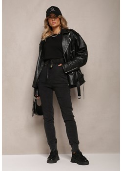 Czarne Spodnie z Marszczoną Gumką w Pasie Ovitris ze sklepu Renee odzież w kategorii Spodnie damskie - zdjęcie 164356458