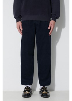 Universal Works spodnie sztruksowe PLEATED TRACK PANT kolor granatowy proste 29519 ze sklepu PRM w kategorii Spodnie męskie - zdjęcie 164357069