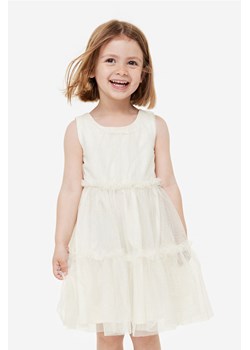 H & M - Tiulowa sukienka z falbankami - Biały ze sklepu H&M w kategorii Sukienki dziewczęce - zdjęcie 164365245