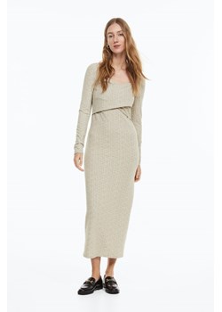 H & M - MAMA Prążkowana sukienka dla karmiącej - Beżowy ze sklepu H&M w kategorii Sukienki ciążowe - zdjęcie 164366219