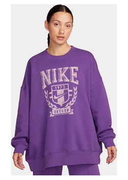 Damska dzianinowa bluza dresowa z półokrągłym dekoltem o kroju oversize Nike Sportswear - Fiolet ze sklepu Nike poland w kategorii Bluzy damskie - zdjęcie 164370368