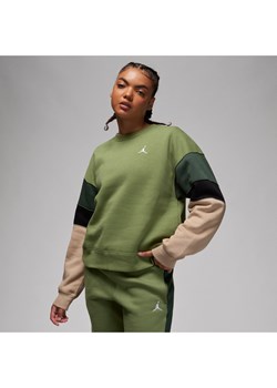 Damska bluza dresowa z półokrągłym dekoltem Jordan Brooklyn Fleece - Zieleń ze sklepu Nike poland w kategorii Bluzy damskie - zdjęcie 164370389