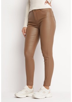 Brązowe Spodnie Skinny z Imitacji Skóry Awileda ze sklepu Born2be Odzież w kategorii Spodnie damskie - zdjęcie 164408646