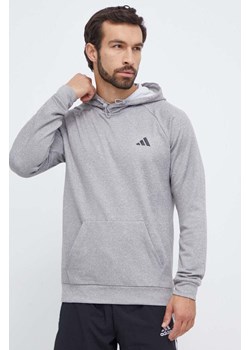 adidas Performance bluza treningowa kolor szary z kapturem melanżowa ze sklepu ANSWEAR.com w kategorii Bluzy męskie - zdjęcie 164414577