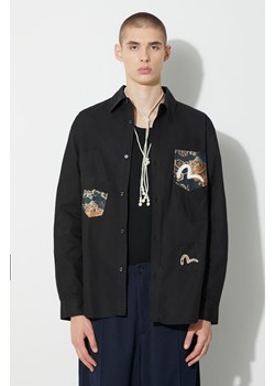 Evisu koszula bawełniana Brocade Pocket męska kolor czarny regular z kołnierzykiem klasycznym 2EAHTM3SL7036RXCT ze sklepu PRM w kategorii Koszule męskie - zdjęcie 164416497