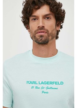 Karl Lagerfeld t-shirt męski kolor turkusowy z aplikacją ze sklepu ANSWEAR.com w kategorii T-shirty męskie - zdjęcie 164428007