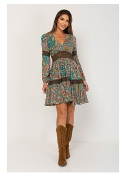 Peace &amp; Love Sukienka w kolorze oliwkowym ze wzorem ze sklepu Limango Polska w kategorii Sukienki - zdjęcie 164430847