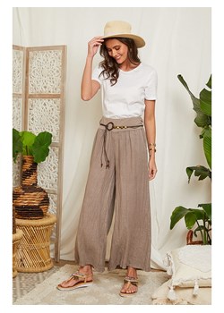 Lin Passion Lniane spodnie w kolorze szarobrązowym ze sklepu Limango Polska w kategorii Spodnie damskie - zdjęcie 164433625