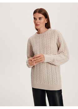 Reserved - Sweter z warkoczowym splotem - złamana biel ze sklepu Reserved w kategorii Swetry damskie - zdjęcie 164440317