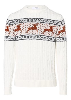 Selected Sweter męski Mężczyźni Bawełna biały wzorzysty ze sklepu vangraaf w kategorii Swetry męskie - zdjęcie 164454679