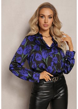 Niebiesko-Czarna Koszula Zapinana w Kwiaty Boxala ze sklepu Renee odzież w kategorii Koszule damskie - zdjęcie 164495808
