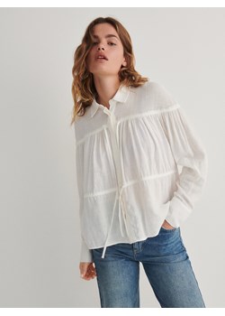 Reserved - Koszula ze ściagaczami - biały ze sklepu Reserved w kategorii Bluzki damskie - zdjęcie 164496927