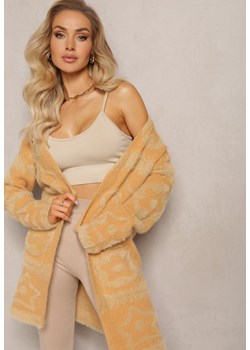 Brązowy Długi Kardigan Puszysty Aborra ze sklepu Renee odzież w kategorii Swetry damskie - zdjęcie 164499259